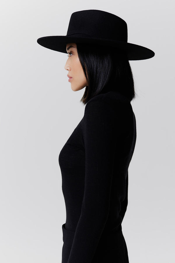 Prinz Berlin Merino Fedora Hut Classic Brim Schwarz Fabrikladen