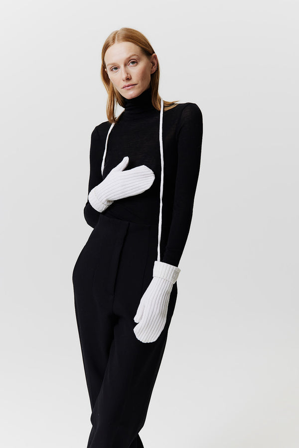 Prinz Berlin Kaschmir Mittens Rib Knit Off-White zollfrei