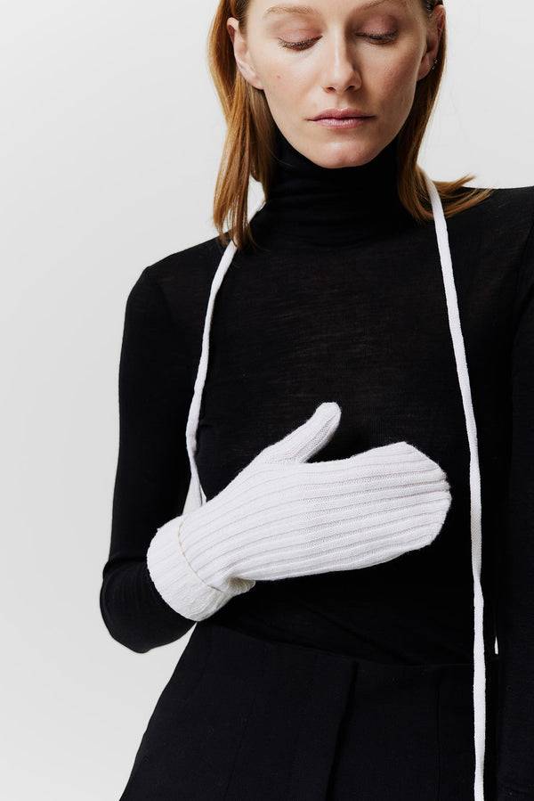 Prinz Berlin Kaschmir Mittens Rib Knit Off-White zollfrei