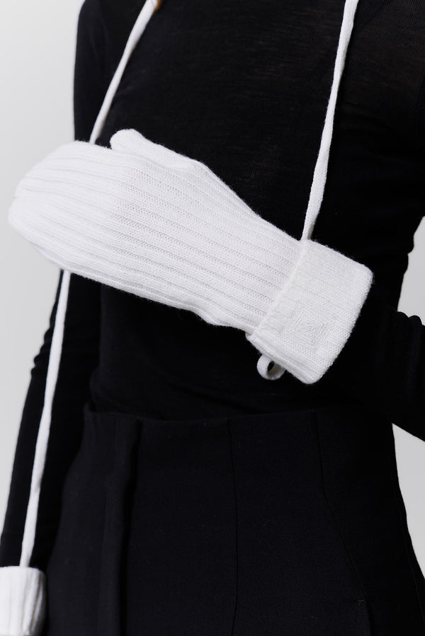 Prinz Berlin Kaschmir Mittens Rib Knit Off-White zollfrei