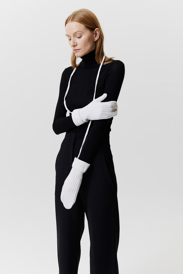 Prinz Berlin Kaschmir Mittens Rib Knit Off-White zollfrei