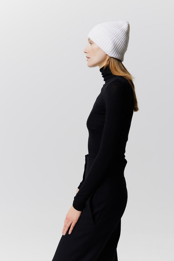 Prinz Berlin Kaschmir Beanie Rib Knit Off-White Rabatte dieses Monats
