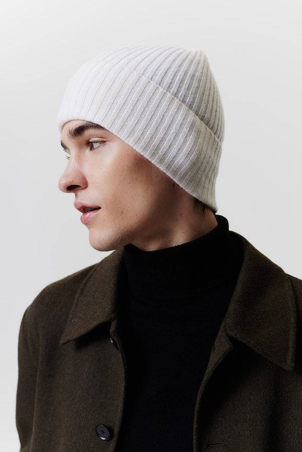 Prinz Berlin Kaschmir Beanie Rib Knit Off-White Rabatte dieses Monats