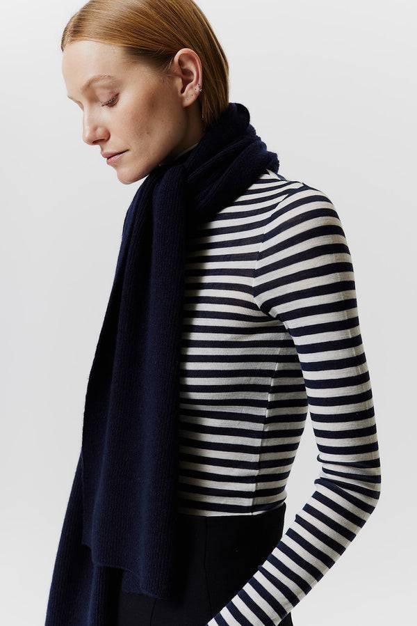 Prinz Berlin Kaschmir Schal Classic Knit Dunkelblau Limitierter Zeitrabatt