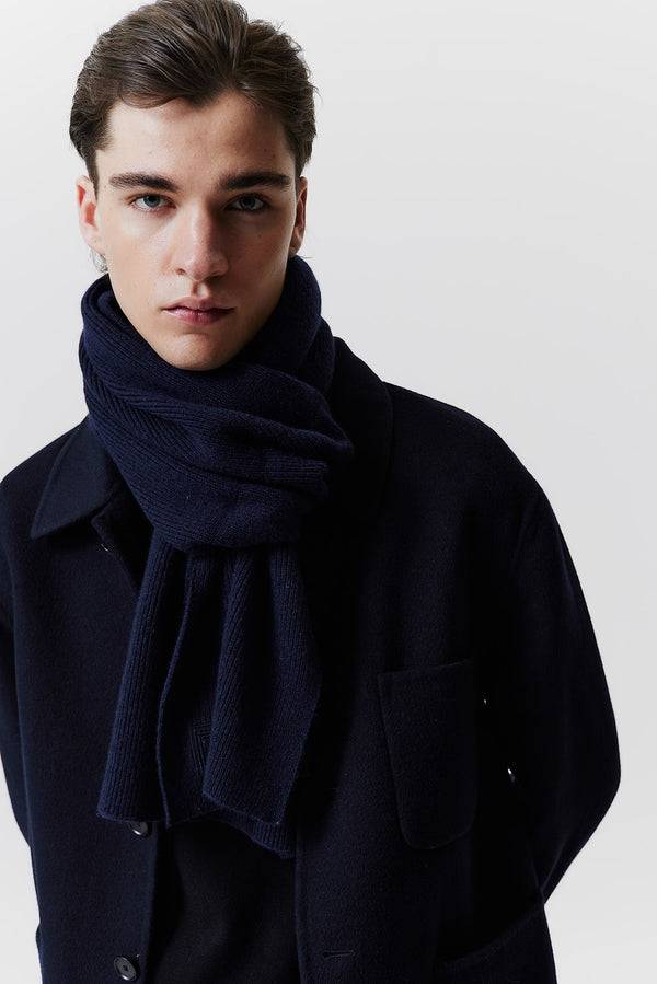 Prinz Berlin Kaschmir Schal Classic Knit Dunkelblau Limitierter Zeitrabatt