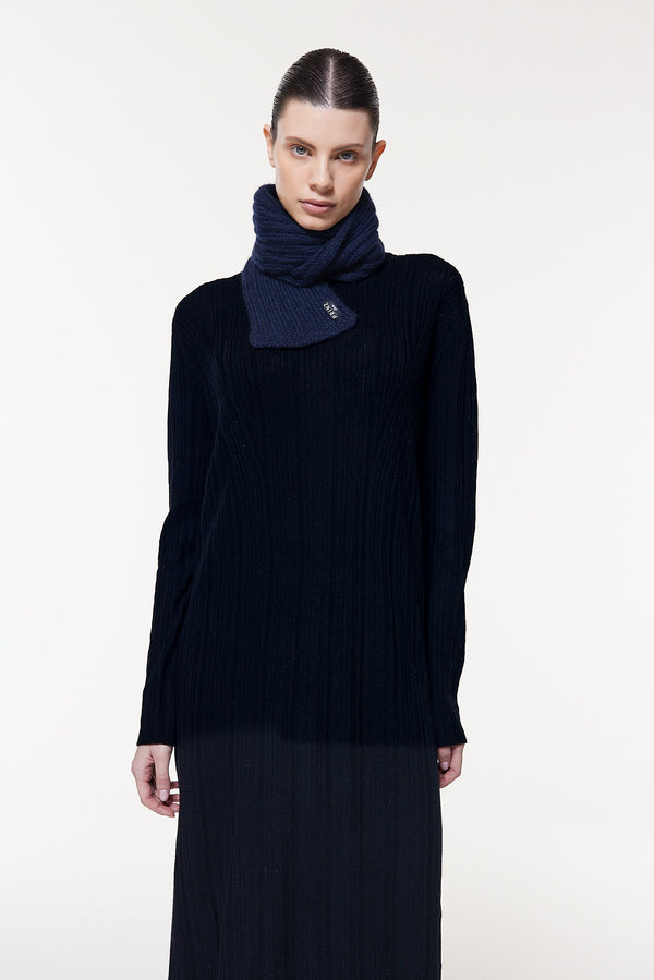 Prinz Berlin Kaschmir Kurzschal Hand Knit Dunkelblau Jubiläumsangebot