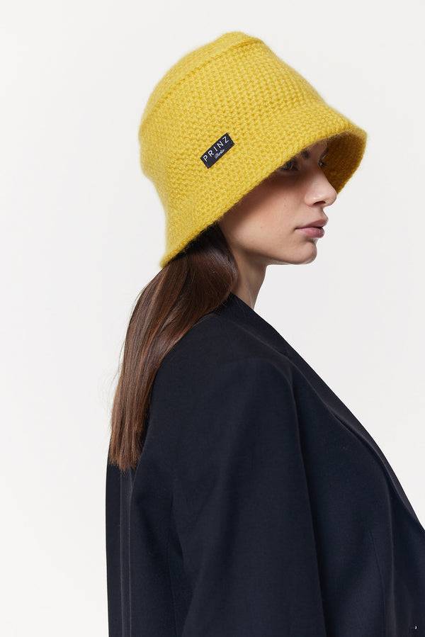 Prinz Berlin Kaschmir Bucket Hat Hand Crochet Gelb Neueste Mode