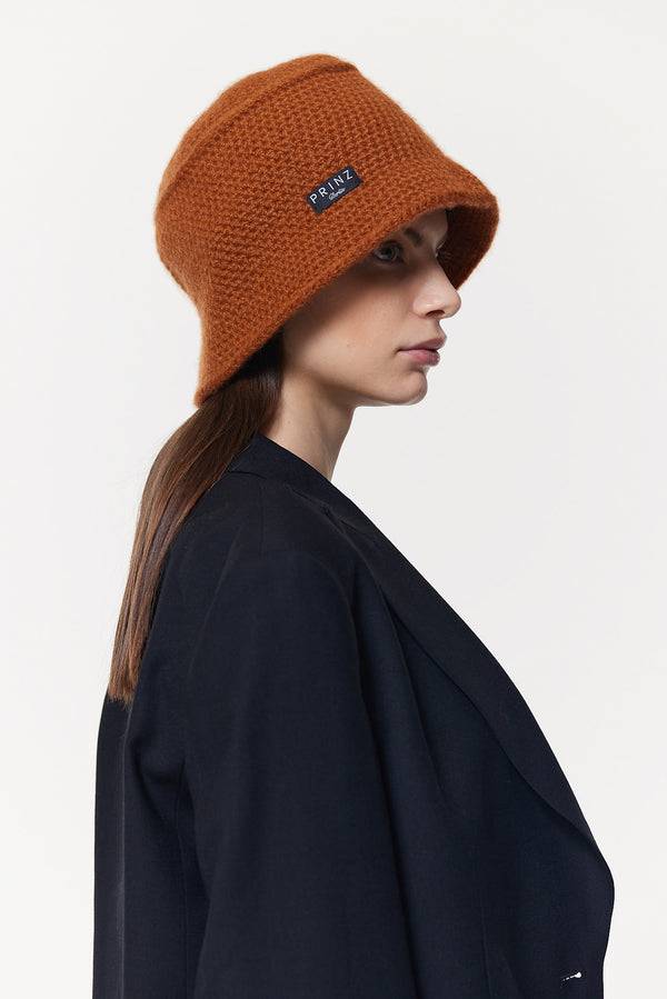 Prinz Berlin Kaschmir Bucket Hat Hand Crochet Karamell Zeitlich begrenztes Angebot