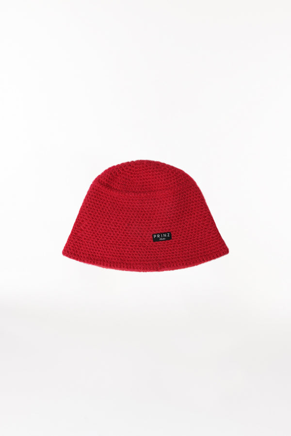Prinz Berlin Kaschmir Bucket Hat Hand Crochet Rot Blitzangebot