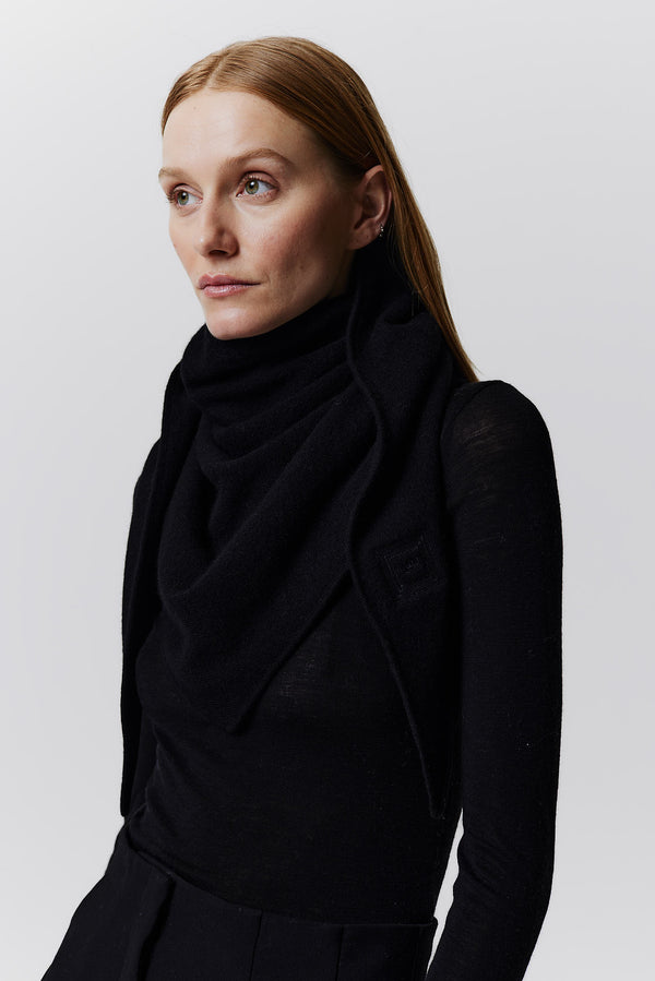 Prinz Berlin Kaschmir Triangle Fine Knit Schwarz Neueste Stile