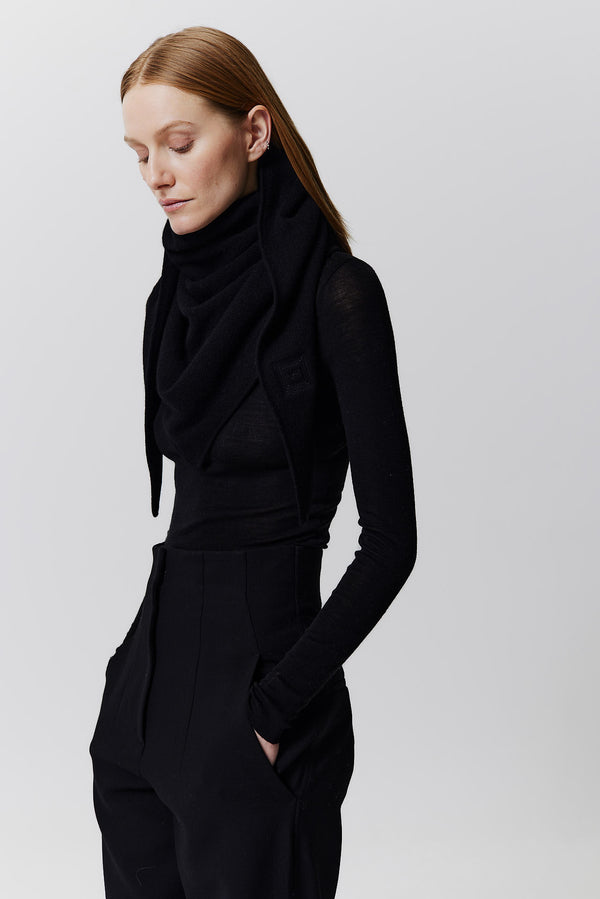 Prinz Berlin Kaschmir Triangle Fine Knit Schwarz Neueste Stile