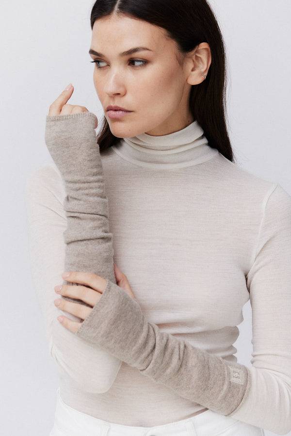 Prinz Berlin Kaschmir Arm Warmers Fine Knit Beige Letzte 2 Tage