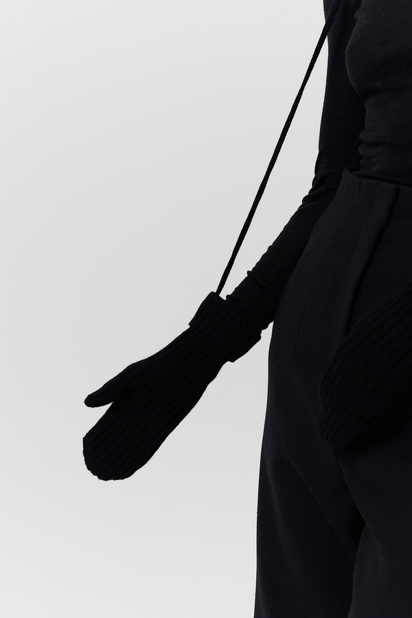 Prinz Berlin Kaschmir Mittens Rib Knit Schwarz Zeitbegrenzte Promotion