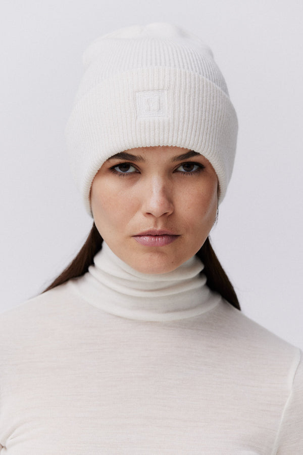 Prinz Berlin Kaschmir Beanie Classic Knit Off-White Sonderangebot der Fabrik