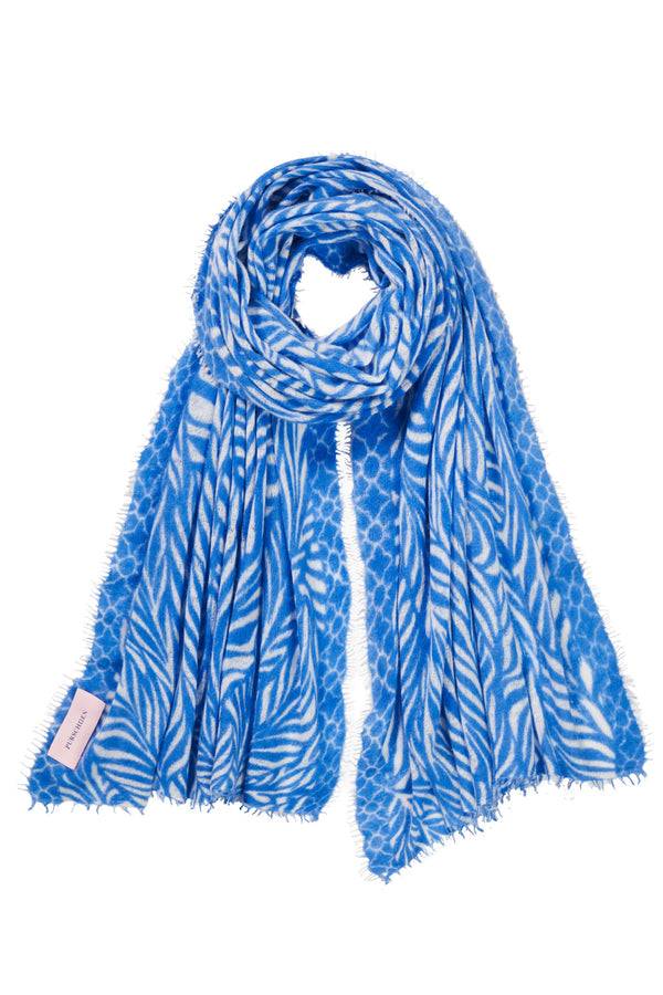 Pur Schoen Schal leafgarden sky blue-natural