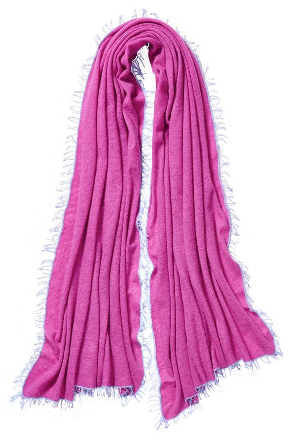 Pur Schoen Schal fuchsia fransen sky blue Top Angebot