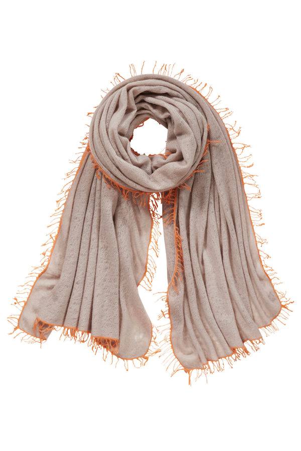 Pur Schoen Schal nougat fransen orange