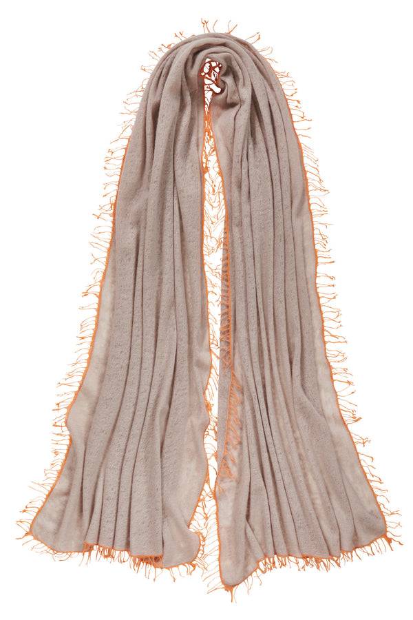 Pur Schoen Schal nougat fransen orange Sonderangebot