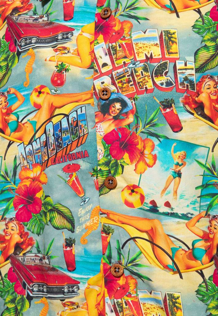 Queen Kerosin Hawaiihemd «Miami & Long Beach» Rabatt