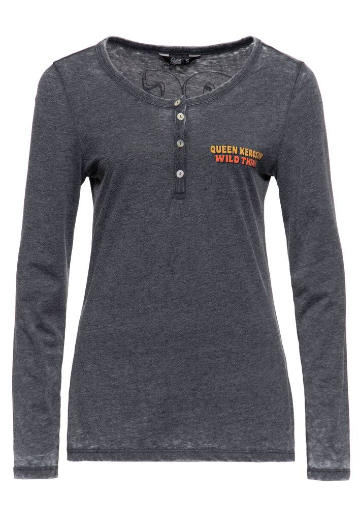 Queen Kerosin Enzym Wash Langarmshirt «Rock Your Life» Lagerräumung