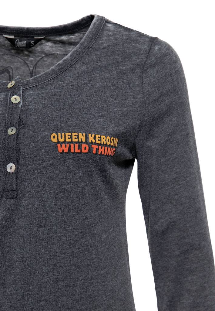 Queen Kerosin Enzym Wash Langarmshirt «Rock Your Life» Lagerräumung