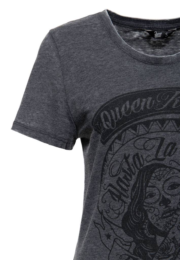 Queen Kerosin Enzym Wash T-Shirt «Hasta La Muerte» Heißer Verkauf