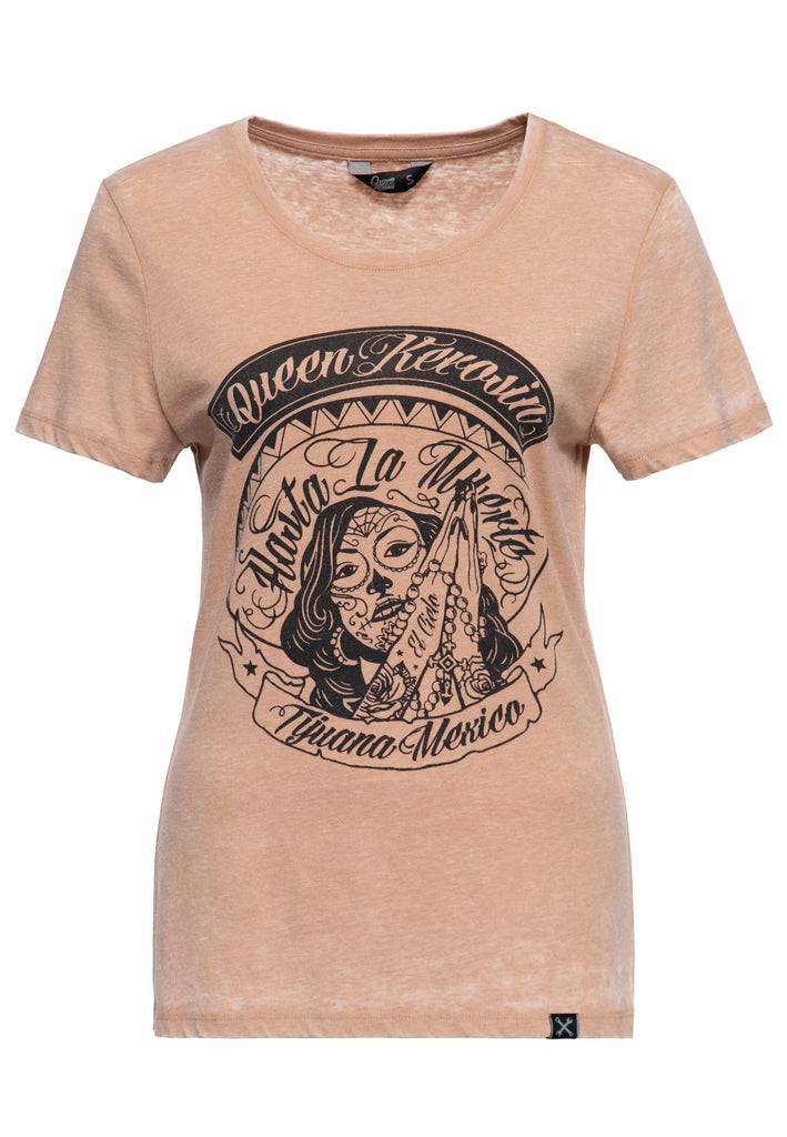 Queen Kerosin Enzym Wash T-Shirt «Hasta La Muerte» Heißer Verkauf
