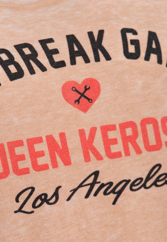 Queen Kerosin Enzym Wash T-Shirt «Heartbreak Garage» Top Angebot