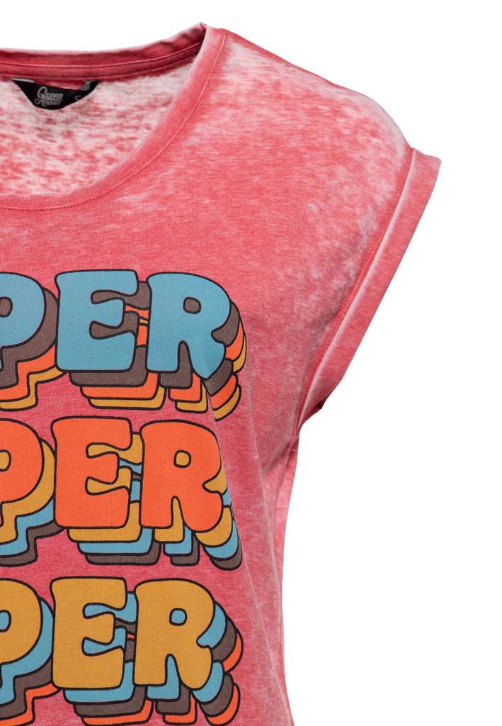 Queen Kerosin Enzym Wash T-Shirt «Super Cutie» Neueste Mode