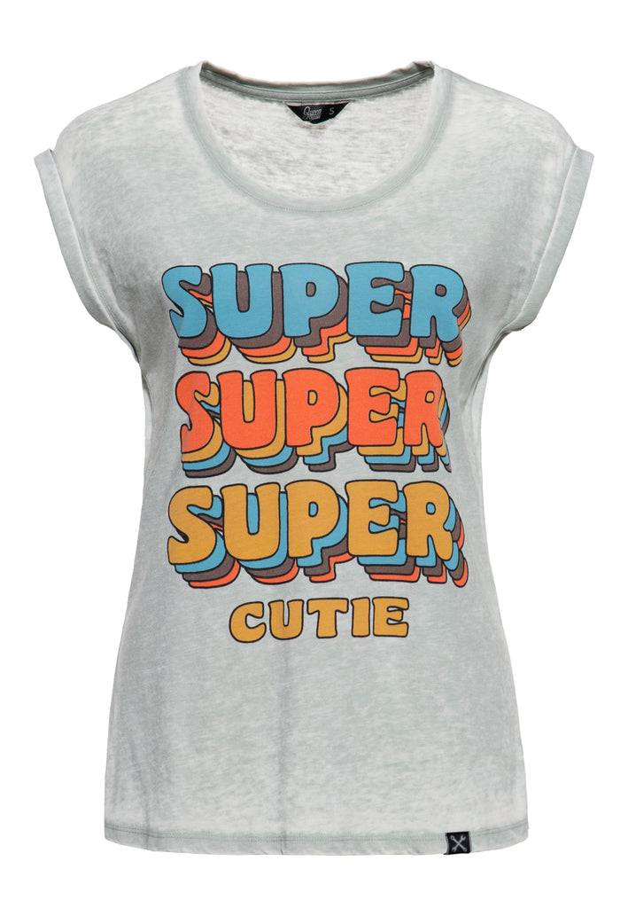 Queen Kerosin Enzym Wash T-Shirt «Super Cutie» Neueste Mode