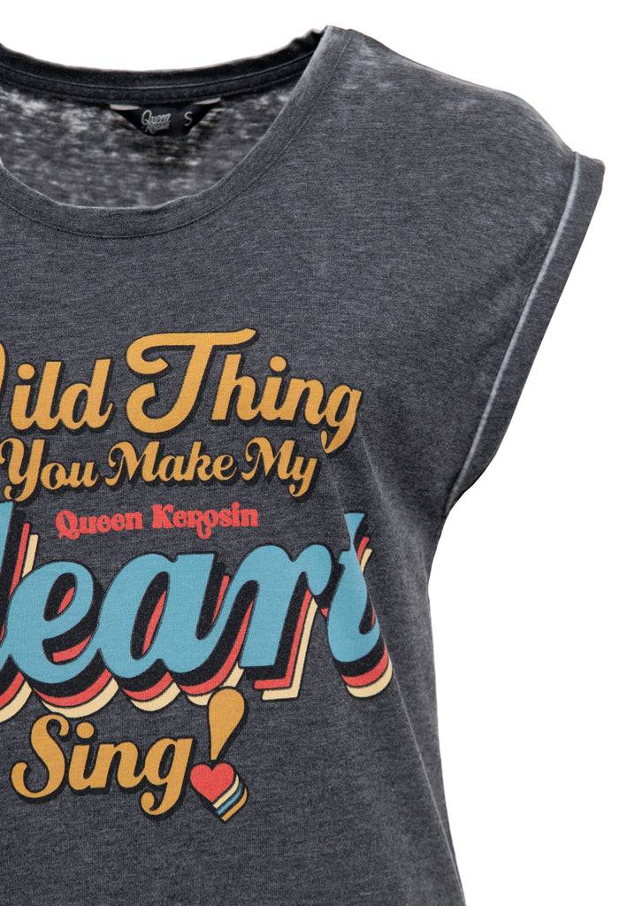 Queen Kerosin Enzym Wash T-Shirt «Wild Thing» Online Outlet