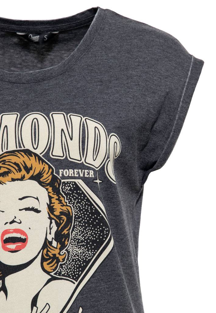 Queen Kerosin Enzym Wash T-Shirt «Diamonds» Zeitlich begrenztes Angebot