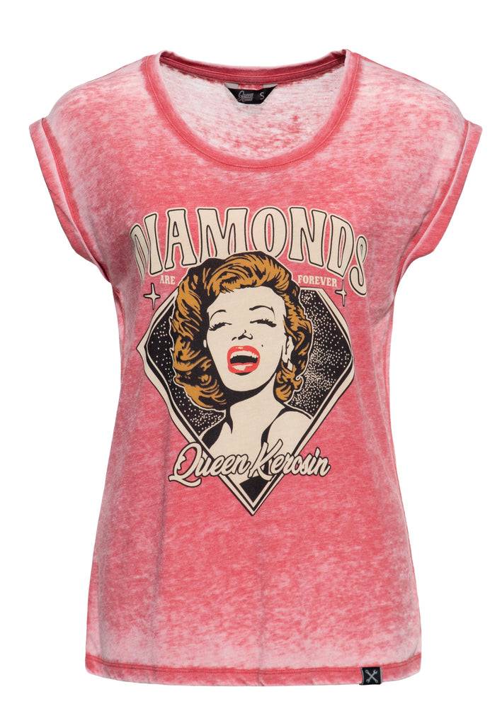 Queen Kerosin Enzym Wash T-Shirt «Diamonds» Zeitlich begrenztes Angebot