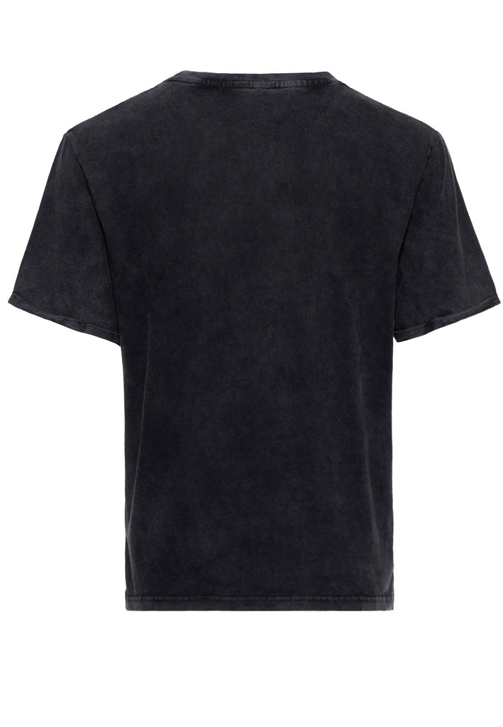 Queen Kerosin Acid-Washed T-Shirt «No Ride No Life» Schlussverkauf
