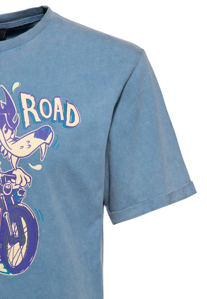 Queen Kerosin Acid-Washed T-Shirt «Split The Road» Günstiger Verkauf