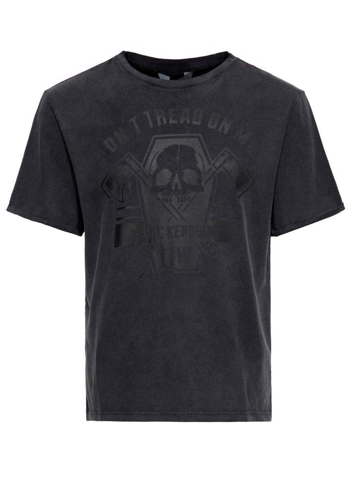 Queen Kerosin Acid-Washed T-Shirt «Don't Tread On Me» Blitzverkäufe