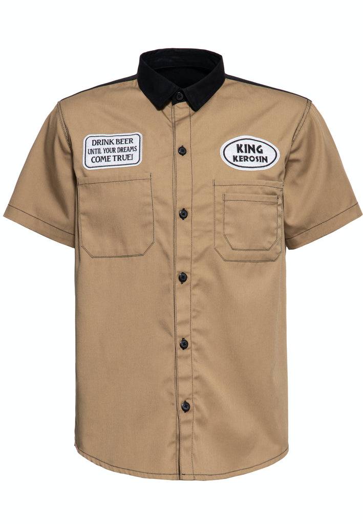 Queen Kerosin Workwear Kurzarm Hemd «All You Need is Beer»