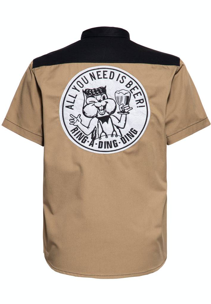 Queen Kerosin Workwear Kurzarm Hemd «All You Need is Beer» Tägliche Deals