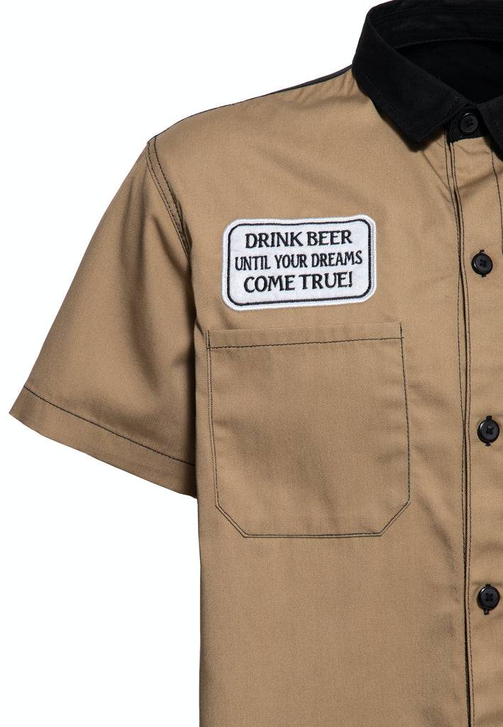 Queen Kerosin Workwear Kurzarm Hemd «All You Need is Beer» Tägliche Deals