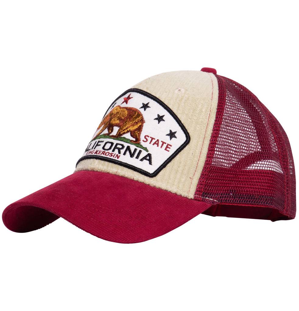 Queen Kerosin Trucker Cap mit Cord «California Bear» Kostenlose Rückgabe