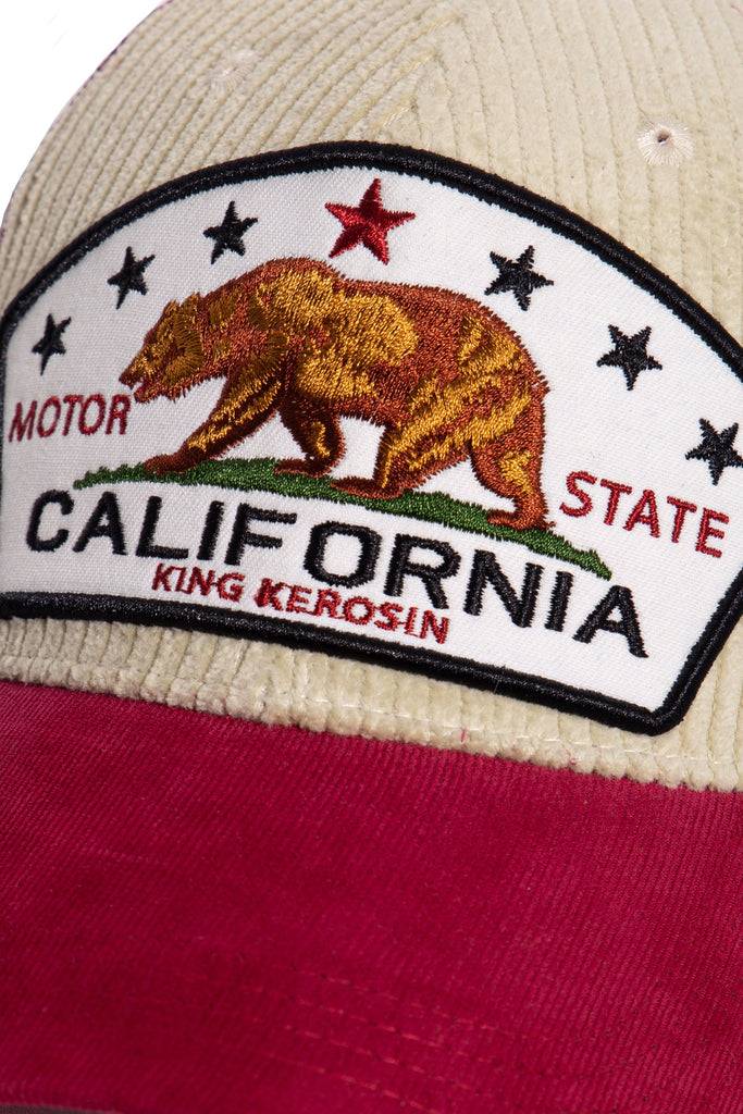 Queen Kerosin Trucker Cap mit Cord «California Bear» Kostenlose Rückgabe