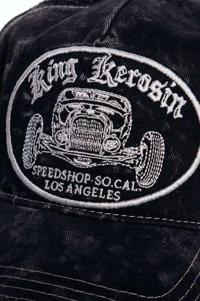 Queen Kerosin Trucker Cap mit Stickerei in der Front und Enzymwash «Speedshop SoCal» Letzter Tag