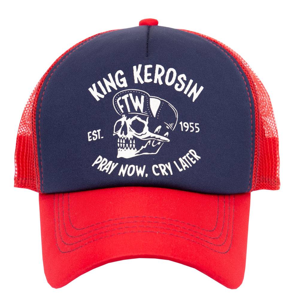 Queen Kerosin Trucker Cap «mit kontrastfarbenem Print «Pray now. cray later» Bis zu 55% Rabatt