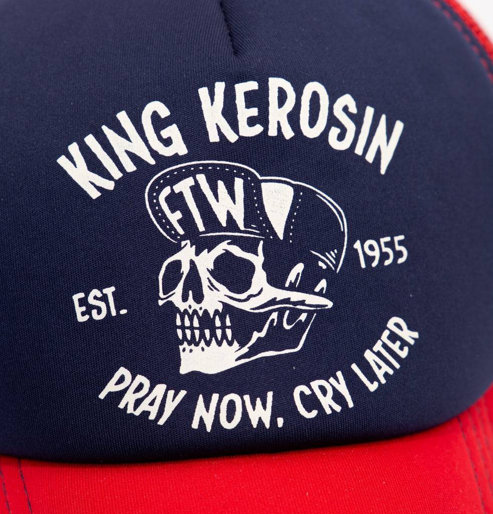 Queen Kerosin Trucker Cap «mit kontrastfarbenem Print «Pray now. cray later» Bis zu 55% Rabatt