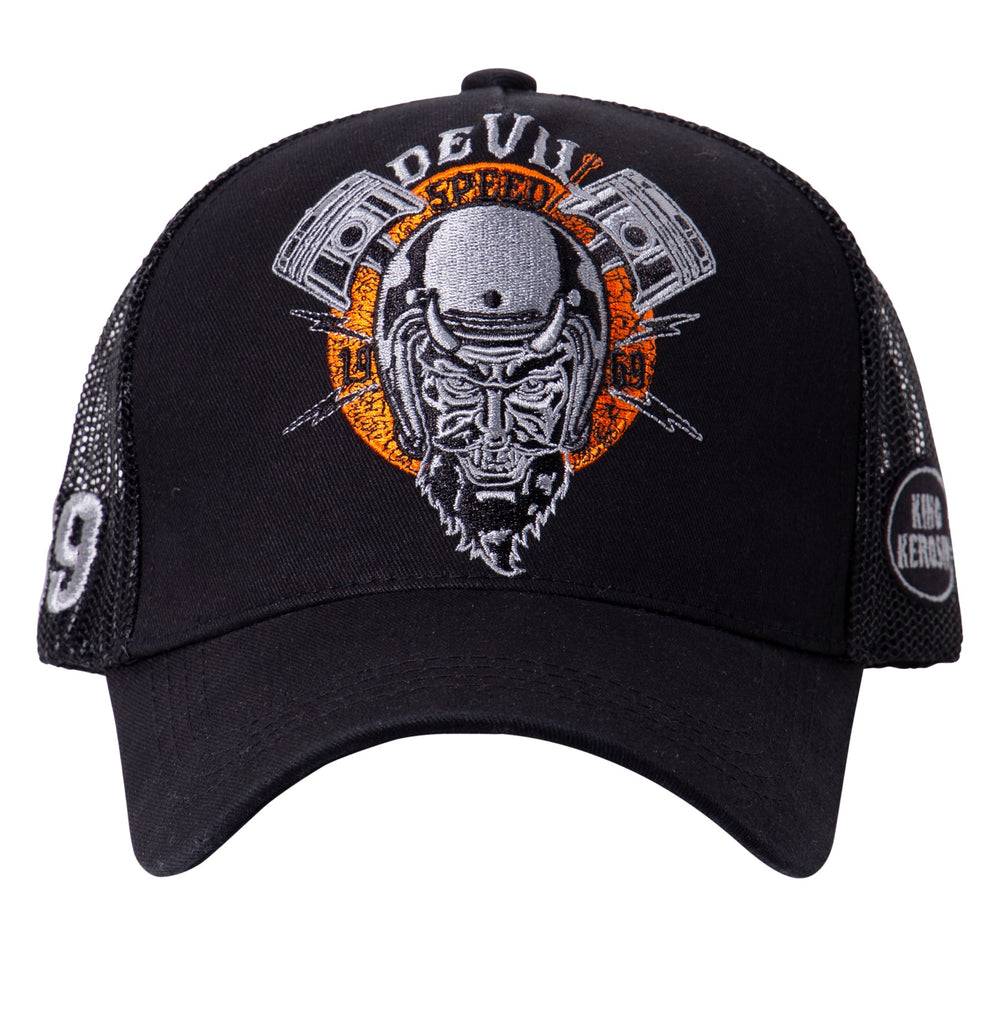 Queen Kerosin Trucker Cap mit rebellischer Front-Stickerei «Devil Speed» Riesige Rabatte