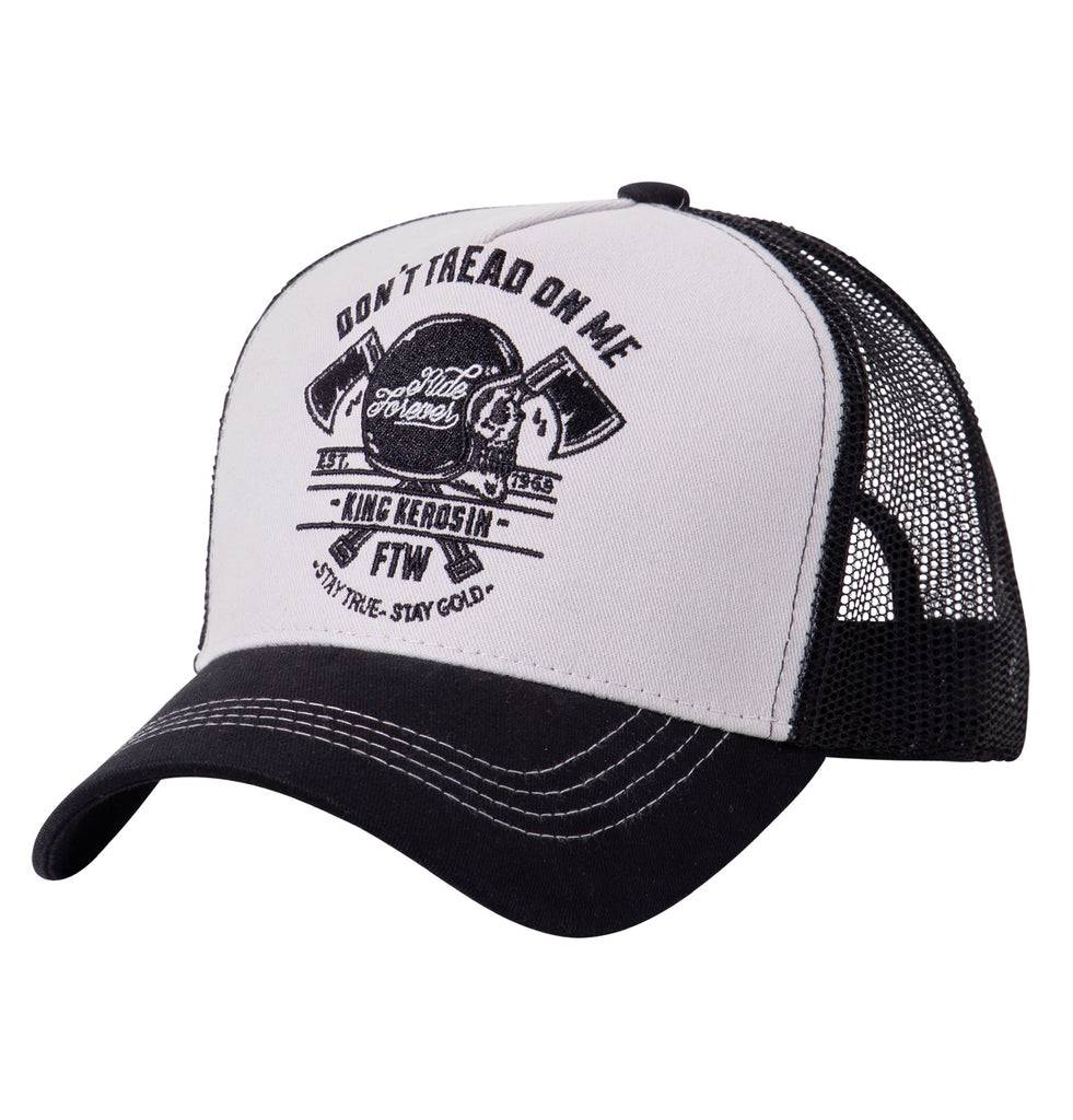 Queen Kerosin Trucker Cap mit Front-Stickerei «Don't Tread On Me» Clearance-Verkauf