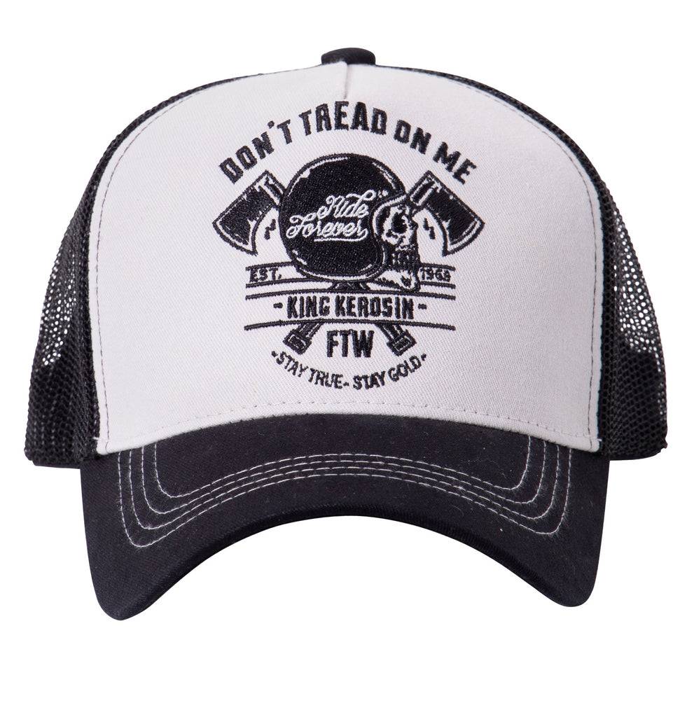 Queen Kerosin Trucker Cap mit Front-Stickerei «Don't Tread On Me» Clearance-Verkauf