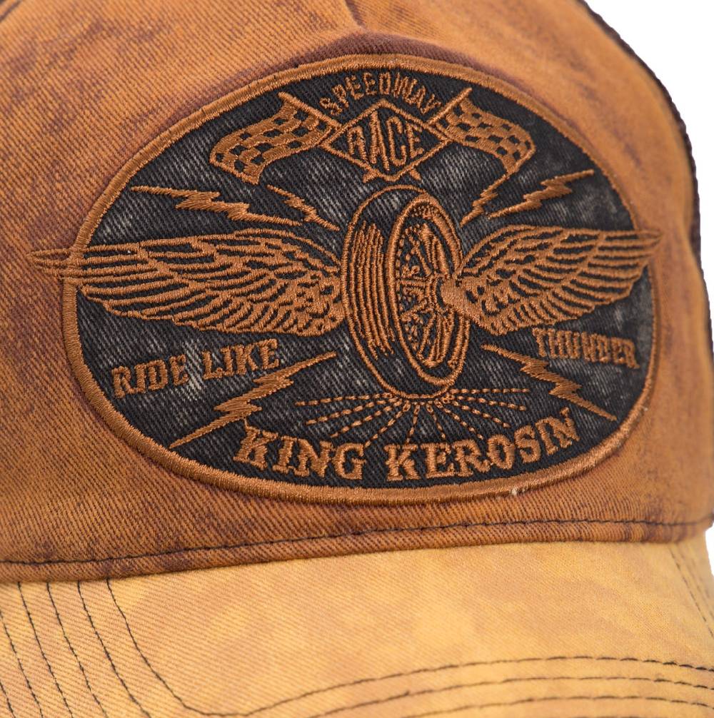 Queen Kerosin Trucker Trucker Cap im Vintage Jeans Look «Ride like Thunder» Black Friday Preise