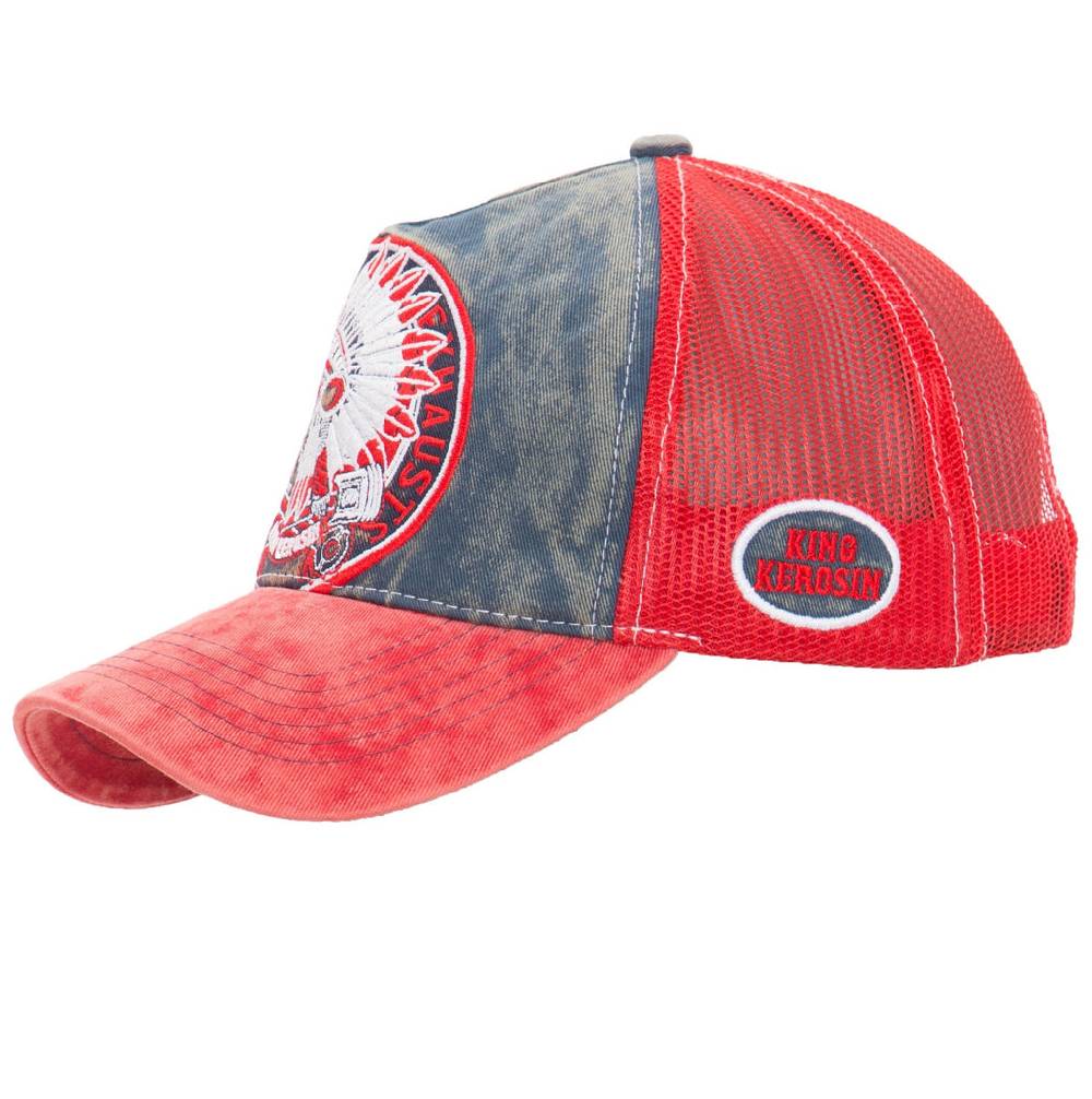 Queen Kerosin Trucker Cap mit Denim Einsatz im Used Look «True Roots» Im Verkauf