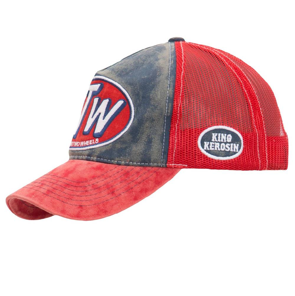 Queen Kerosin Trucker Cap mit Denim Einsatz im Used Look «FTW» zollfrei